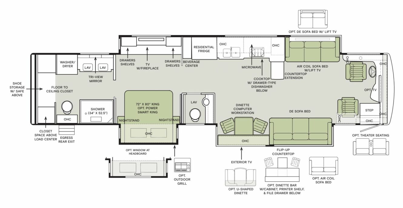 2025 Tiffin Motorhomes Zephyr 45FZ Floorplan Image